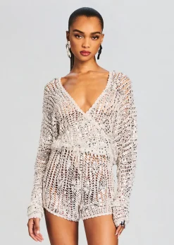 Online Meadow Sequin Crochet Romper RETROFÊTE