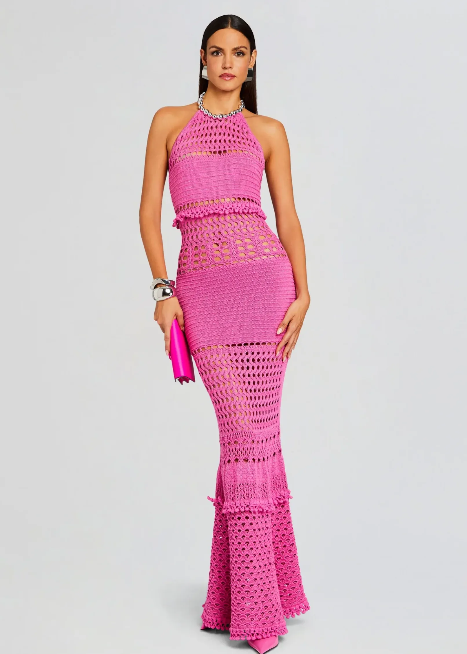 Discount Mesa Knit Crochet Dress Gowns