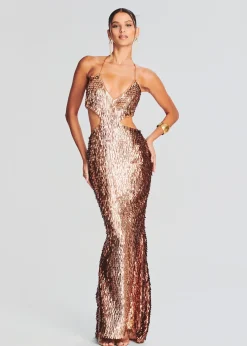 Discount Miko Feather Sequin Dress Maxi