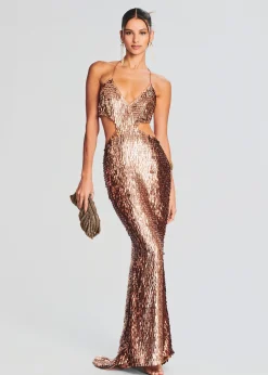 Store Miko Feather Sequin Dress Gowns