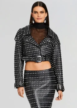 Outlet Mora Embellished Leather Jacket RETROFÊTE