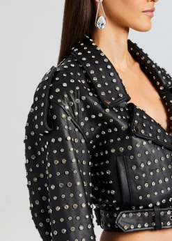 Outlet Mora Embellished Leather Jacket RETROFÊTE