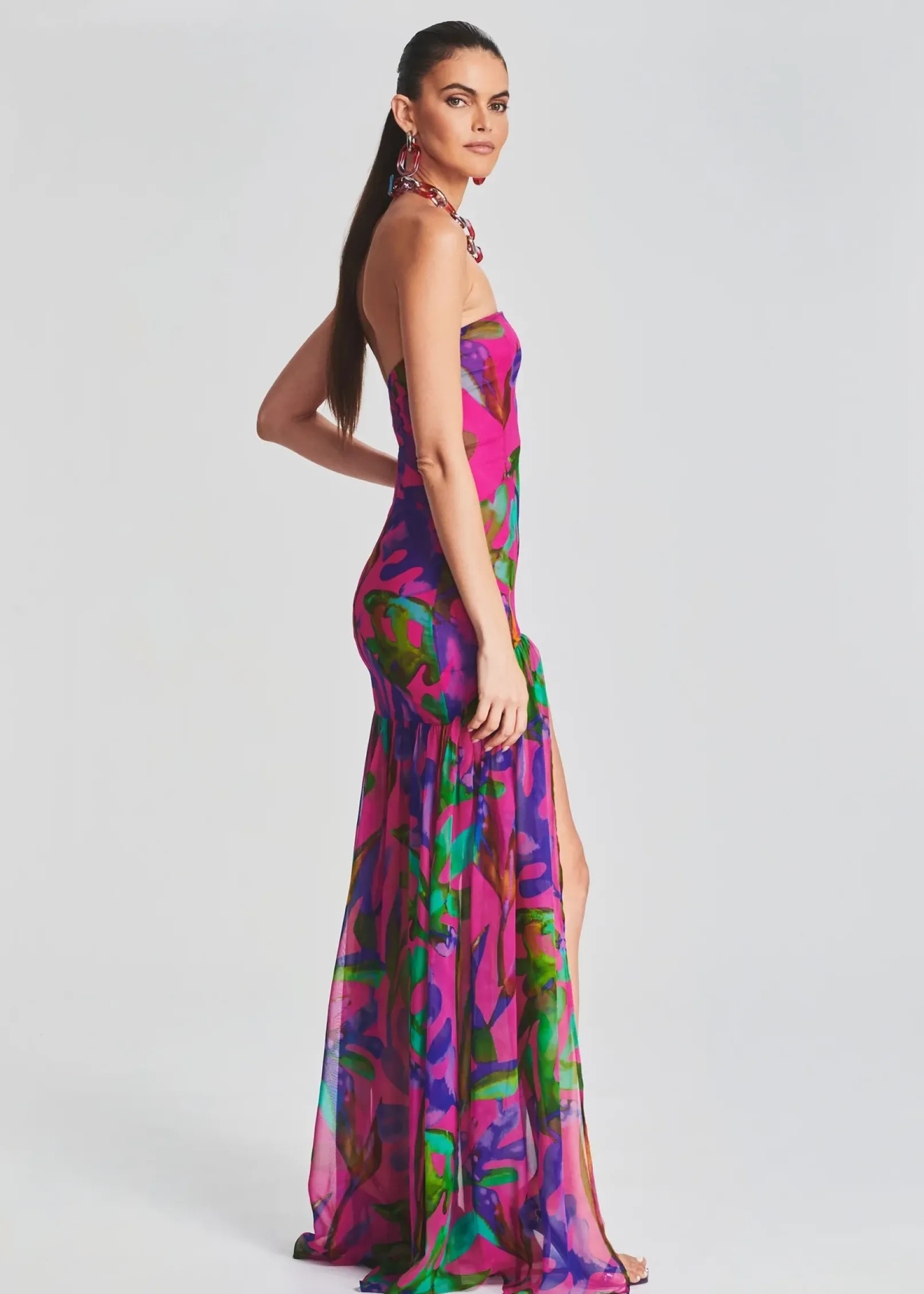 Cheap Nicole Silk Chiffon Dress Gowns