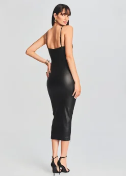 Cheap Norrie Coated Denim Dress Midi
