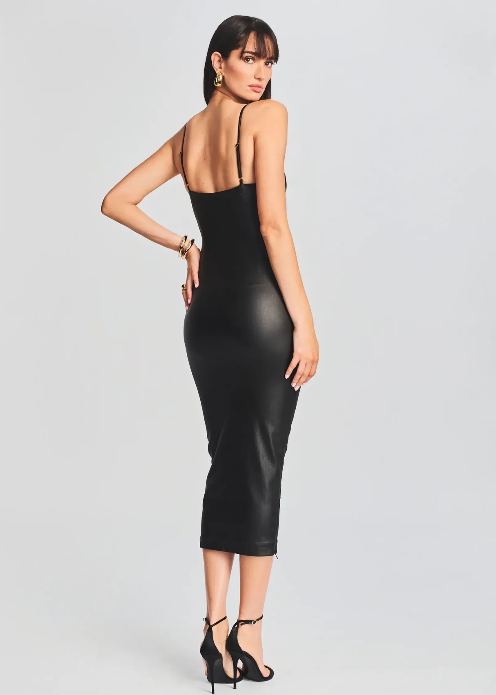 Cheap Norrie Coated Denim Dress Midi