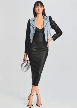 Cheap Norrie Coated Denim Dress Midi