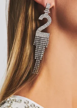 Store Number Rhinestone Earring Accessories