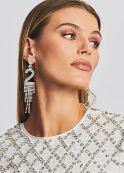 Store Number Rhinestone Earring Accessories