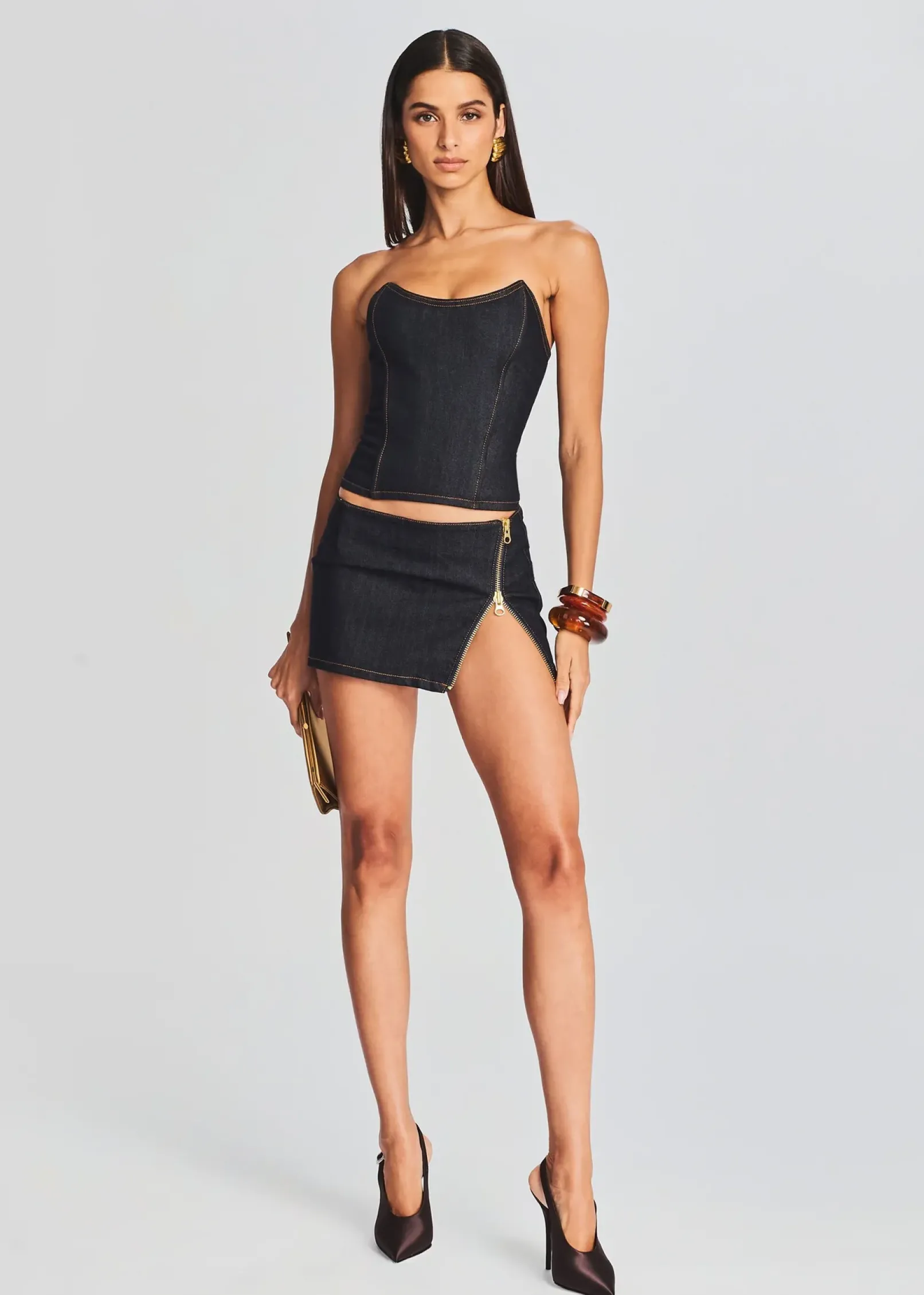 Cheap Nyla Denim Skirt Bottoms