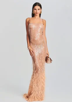 Discount Odessa Sequin Feather Dress Reception Dresses