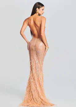 Best Odessa Sequin Feather Dress Guest Of