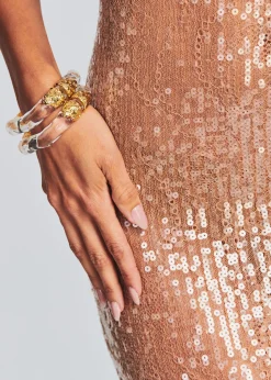 Flash Sale Odessa Sequin Feather Dress Subtle Shimmer