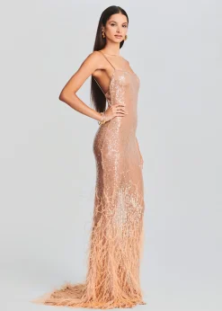 New Odessa Sequin Feather Dress Men Neutral Moments
