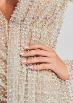 Discount Opal Crystal Embellished Dress Reception Dresses