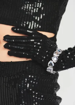 Outlet Plaza Sequin Knit Gloves Accessories