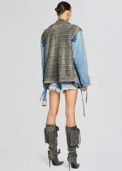Shop Rebel Embellished Leather Jacket RETROFÊTE