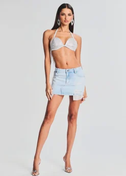 Flash Sale Reign Crystal Embellished Bra Denim