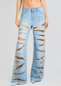 Fashion Renzo Embellished Denim Jean Bottoms