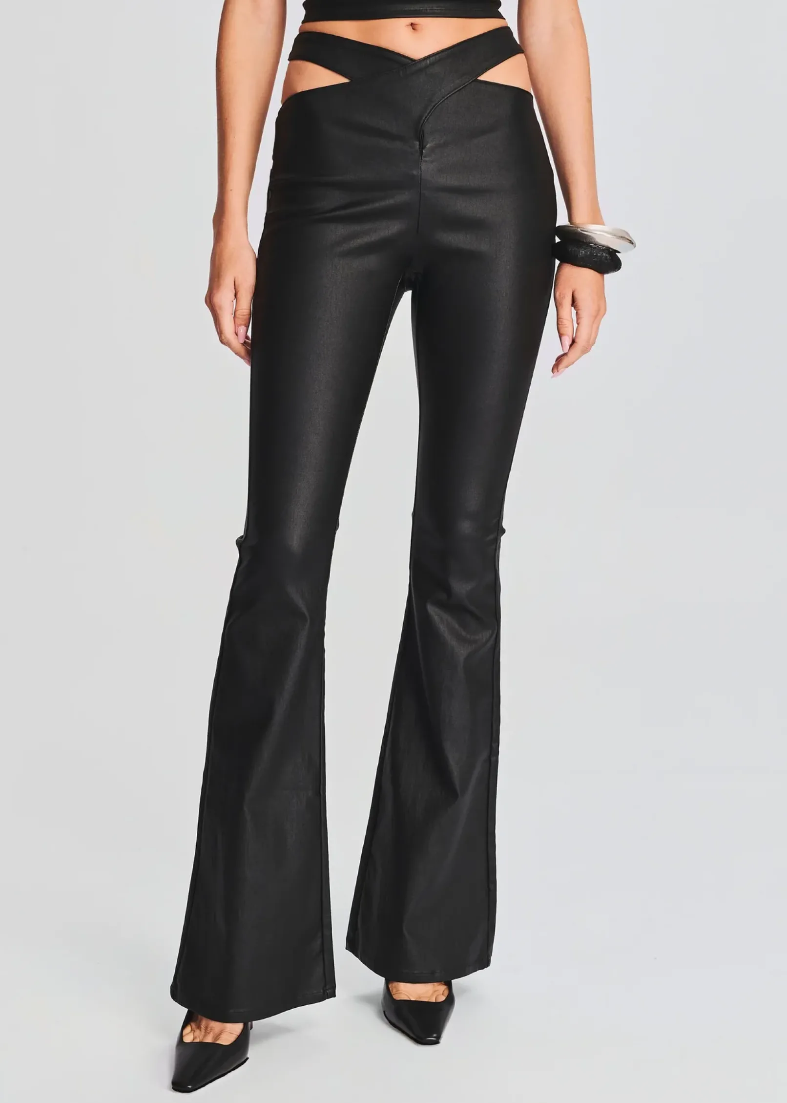 Store Sloane Coated Denim Flare Jean Denim