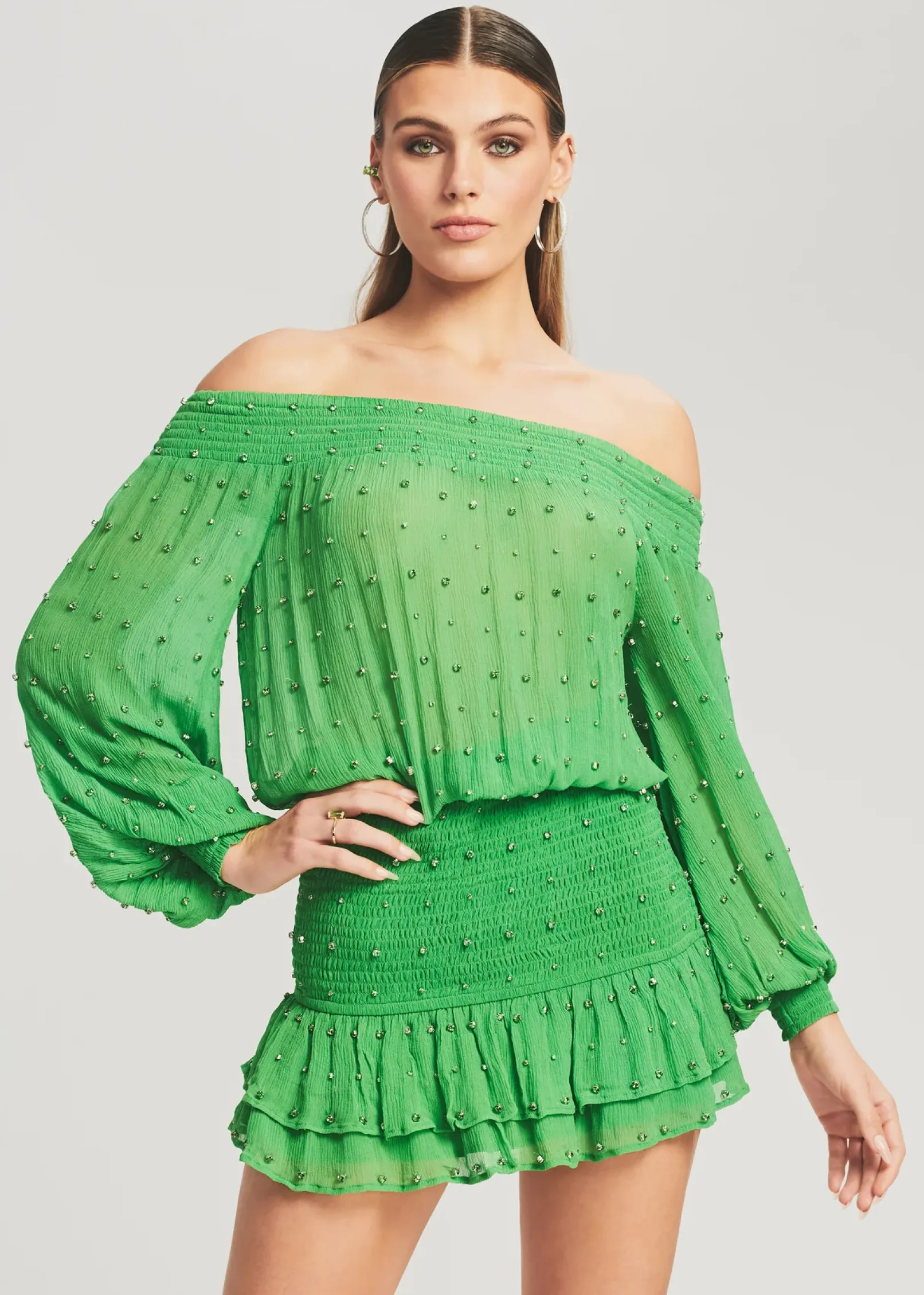 Clearance Taisha Embellished Silk Chiffon Dress RETROFÊTE