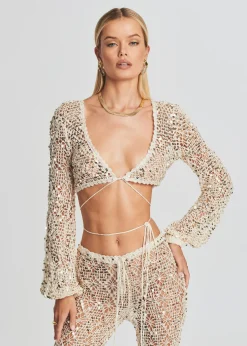 Sale Vera Sequin Crochet Top Subtle Shimmer