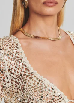 Clearance Vera Sequin Crochet Top Sheer Bliss