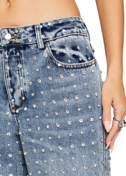 Cheap Vero Embellished Denim Pant Denim