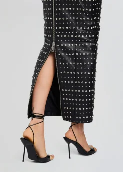 Fashion Whitley Embellished Leather Skirt RETROFÊTE