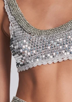 Best Zed Sequin Crochet Top Subtle Shimmer
